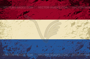 Dutch flag. Grunge background - vector image