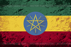 Ethiopian flag. Grunge background - vector image