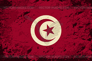 Tunisian flag. Grunge background - vector clip art