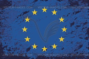 European Union flag. Grunge background - vector clip art