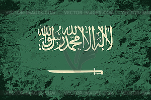 Saudi Arabian flag. Grunge background - vector clipart