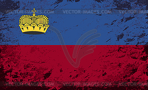 Liechtenstein flag. Grunge background - vector image