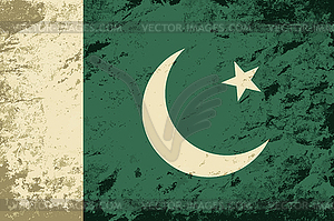 Pakistani flag. Grunge background - vector clip art