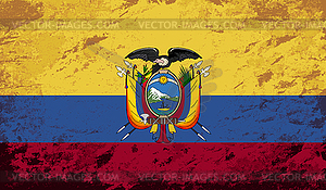 Ecuadorian flag. Grunge background - vector clipart