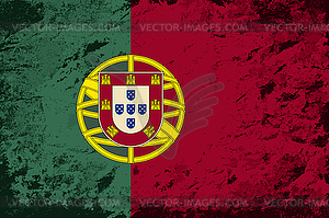 Portuguese flag. Grunge background - vector clipart