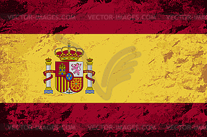 Spanish flag. Grunge background - vector clipart