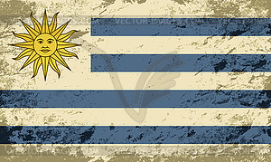 Uruguayan flag. Grunge background - vector clip art