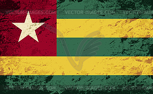 Togolese flag. Grunge background - vector clipart