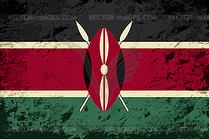 Kenyan flag. Grunge background - vector clipart