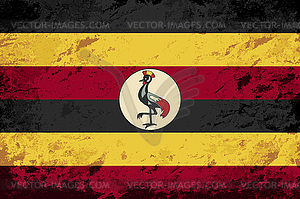 Ugandan flag. Grunge background - vector clip art