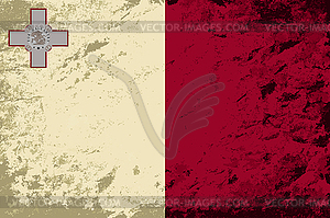 Maltese flag. Grunge background - vector clipart