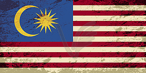 Malaysian flag. Grunge background - vector clipart