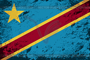 Congo flag. Grunge background - vector clipart