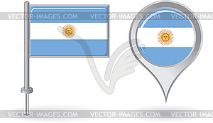 Аргентинский значок булавки и карта указатель флаг - векторный клипарт Royalty-Free