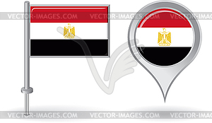 Egyptian pin icon and map pointer flag - vector clipart