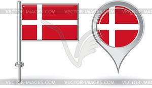 Danish pin icon and map pointer flag - vector clip art