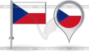 Czech pin icon and map pointer flag - vector clipart / vector image