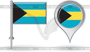 Bahamas pin icon and map pointer flag - vector clip art