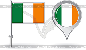 Ирландский значок булавки и карта указатель флаг - изображение векторного клипарта