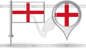 English pin icon and map pointer flag - vector clipart / vector image