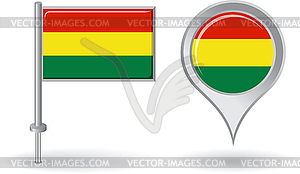 Bolivian pin icon and map pointer flag - vector image