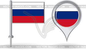 Russian pin icon and map pointer flag - vector EPS clipart