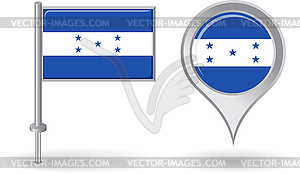 Honduras pin icon and map pointer flag - vector clip art