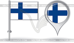 Finnish pin icon and map pointer flag - vector image