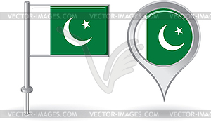 Пакистанская значок булавки и карта указатель флаг - векторное графическое изображение