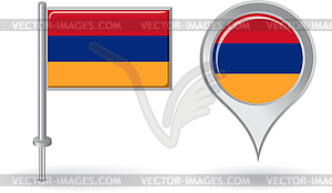 Armenian pin icon and map pointer flag - vector clipart