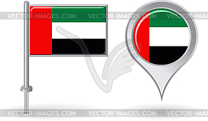 United Arab Emirates pin icon and map pointer flag - vector clipart / vector image