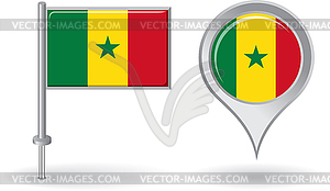 Senegalese pin icon and map pointer flag - vector image