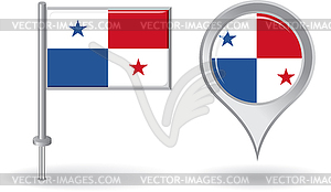 Panamanian pin icon and map pointer flag - vector clipart