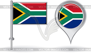 South African pin icon and map pointer flag - vector clip art