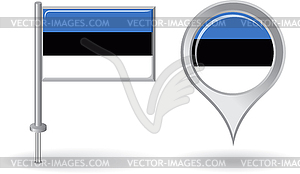 Estonian pin icon and map pointer flag - vector clipart