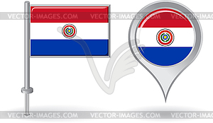 Paraguayan pin icon and map pointer flag - vector clipart