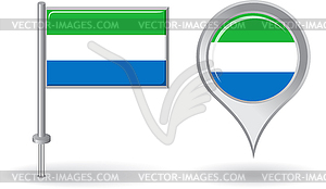 Sierra Leone pin icon and map pointer flag - vector image