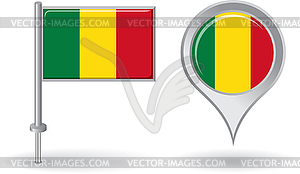 Малийских значок булавки и карта указатель флаг - векторный клипарт EPS
