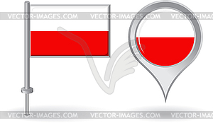 Польский значок булавки и карта указатель флаг - изображение векторного клипарта