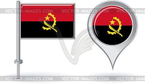 Angolan pin icon and map pointer flag - vector image