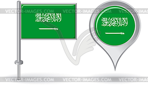 Саудовской Аравии значок булавки и карта указатель флаг - клипарт в векторе / векторное изображение