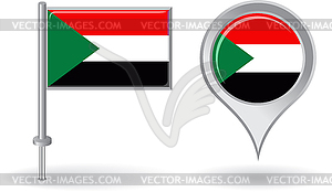 Sudanese pin icon and map pointer flag - vector clipart / vector image