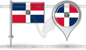 Dominican Republic pin icon and map pointer flag - vector clip art