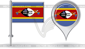 Swaziland pin icon and map pointer flag - vector clipart