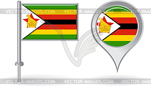 Zimbabwean pin icon and map pointer flag - vector clipart