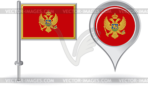 Montenegro pin icon and map pointer flag - vector clipart