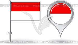 Indonesian pin icon and map pointer flag - vector image