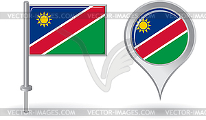 Намибии значок булавки и карта указатель флаг - стоковый клипарт