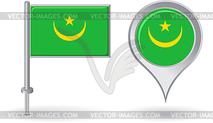 Мавританский значок булавки и карта указатель флаг - изображение векторного клипарта