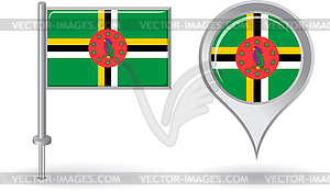 Dominica pin icon and map pointer flag - vector image